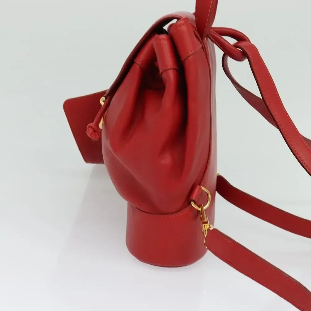 Loewe Leather Backpack Red